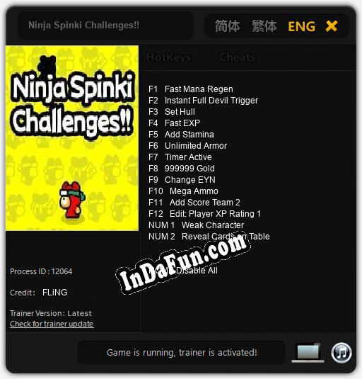 Ninja Spinki Challenges!!: Trainer +14 [v1.1]