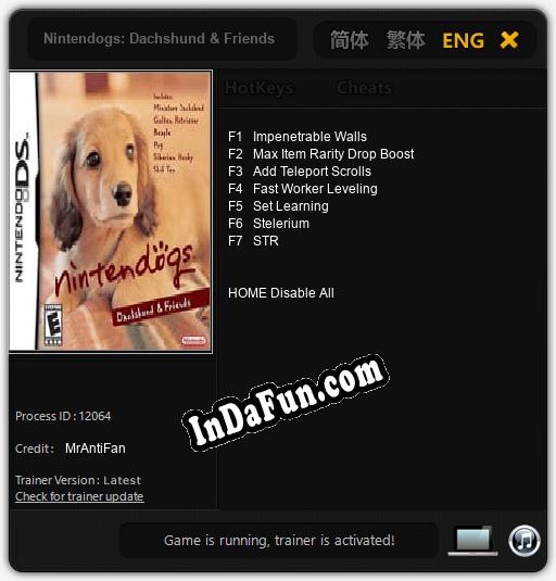 Nintendogs: Dachshund & Friends: TRAINER AND CHEATS (V1.0.27)