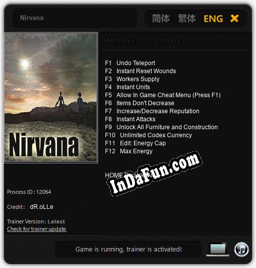 Trainer for Nirvana [v1.0.8]