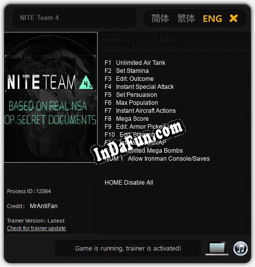 NITE Team 4: Cheats, Trainer +13 [MrAntiFan]