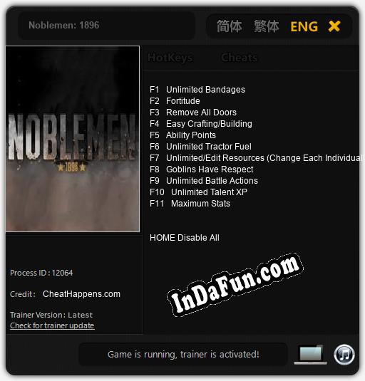 Noblemen: 1896: TRAINER AND CHEATS (V1.0.63)