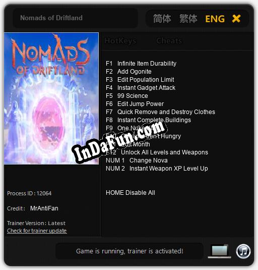 Nomads of Driftland: TRAINER AND CHEATS (V1.0.3)