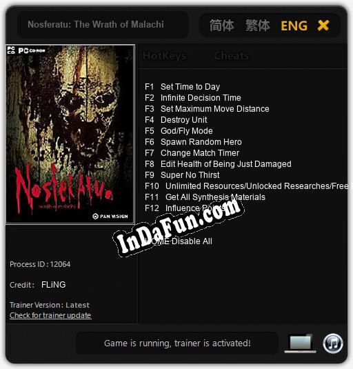 Trainer for Nosferatu: The Wrath of Malachi [v1.0.5]