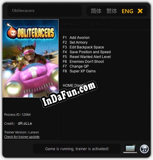 Obliteracers: TRAINER AND CHEATS (V1.0.40)