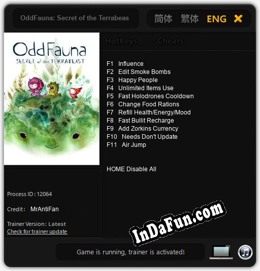 Trainer for OddFauna: Secret of the Terrabeast [v1.0.4]