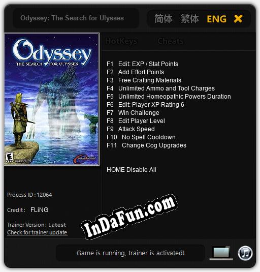 Odyssey: The Search for Ulysses: TRAINER AND CHEATS (V1.0.4)