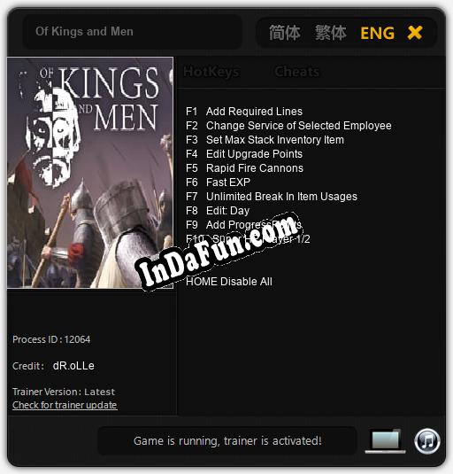 Trainer for Of Kings and Men [v1.0.7]