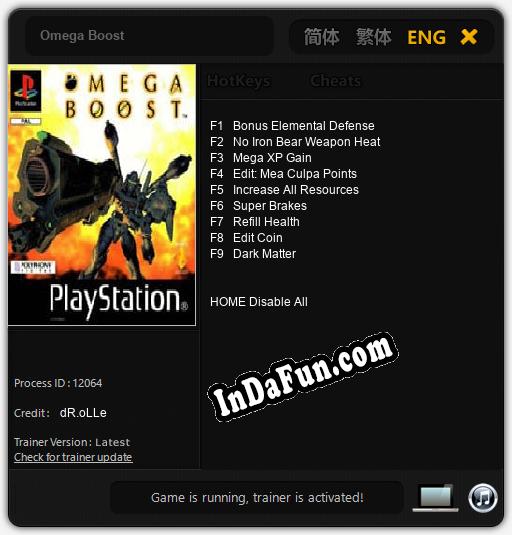 Omega Boost: Cheats, Trainer +9 [dR.oLLe]