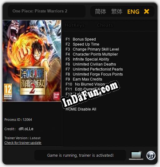 One Piece: Pirate Warriors 2: TRAINER AND CHEATS (V1.0.74)