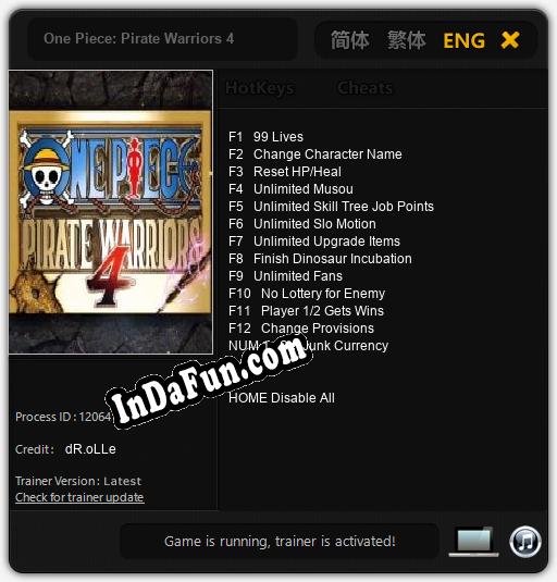 One Piece: Pirate Warriors 4: Cheats, Trainer +13 [dR.oLLe]