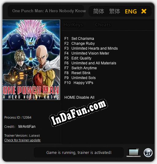 One Punch Man: A Hero Nobody Knows: Cheats, Trainer +10 [MrAntiFan]