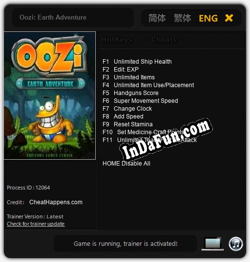 Oozi: Earth Adventure: Cheats, Trainer +11 [CheatHappens.com]