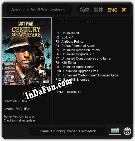 Operational Art Of War: Century of Warfare: Trainer +12 [v1.2]