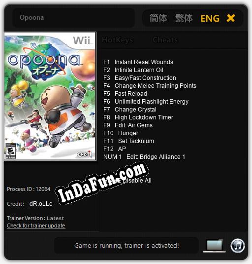 Opoona: Trainer +13 [v1.6]