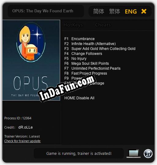 OPUS: The Day We Found Earth: Cheats, Trainer +10 [dR.oLLe]