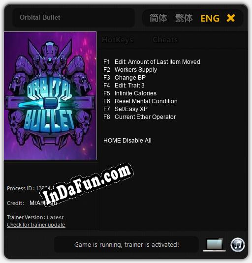 Trainer for Orbital Bullet [v1.0.8]