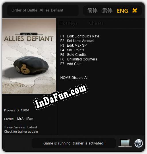 Order of Battle: Allies Defiant: TRAINER AND CHEATS (V1.0.56)