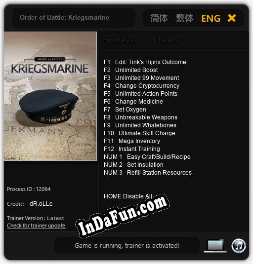 Order of Battle: Kriegsmarine: Cheats, Trainer +15 [dR.oLLe]