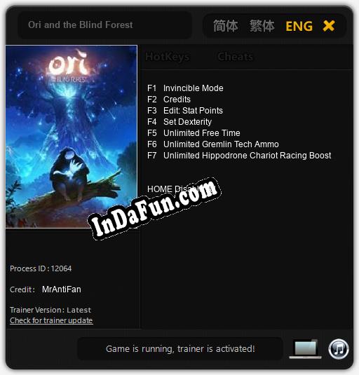 Trainer for Ori and the Blind Forest [v1.0.9]