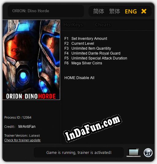 Trainer for ORION: Dino Horde [v1.0.5]