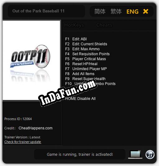 Trainer for Out of the Park Baseball 11 [v1.0.3]