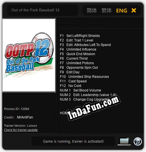 Out of the Park Baseball 12: Cheats, Trainer +15 [MrAntiFan]