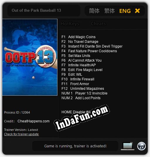 Trainer for Out of the Park Baseball 13 [v1.0.8]