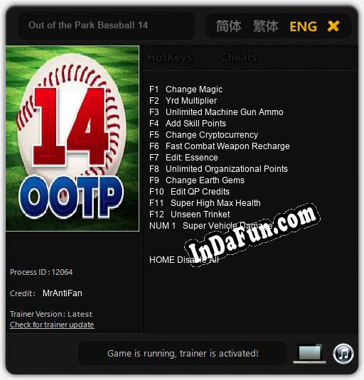 Out of the Park Baseball 14: TRAINER AND CHEATS (V1.0.86)