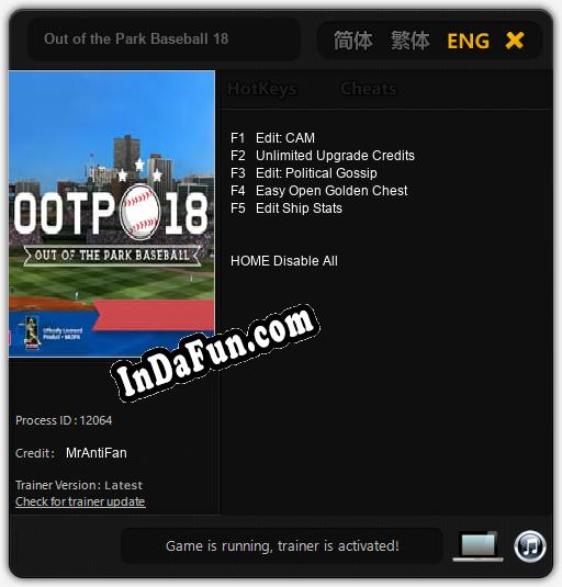 Out of the Park Baseball 18: TRAINER AND CHEATS (V1.0.15)