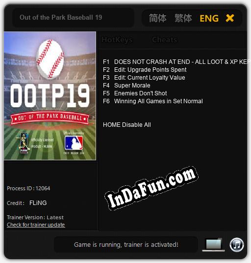 Out of the Park Baseball 19: Cheats, Trainer +6 [FLiNG]