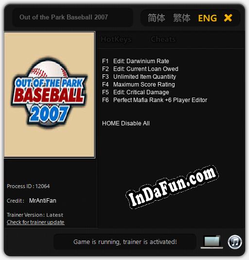 Out of the Park Baseball 2007: Cheats, Trainer +6 [MrAntiFan]