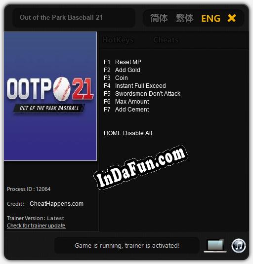 Out of the Park Baseball 21: Trainer +7 [v1.9]