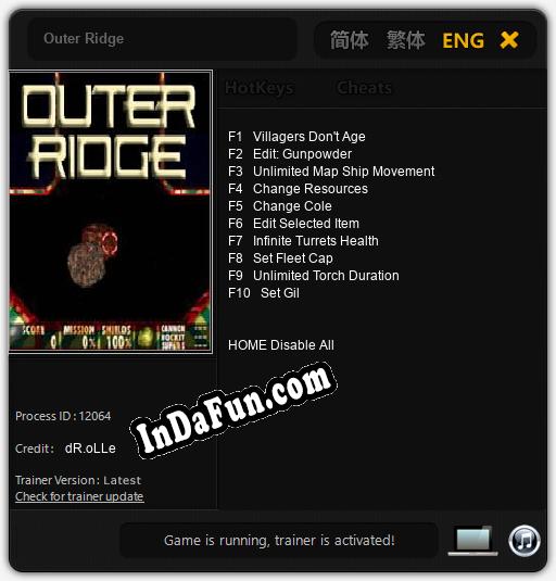 Outer Ridge: Trainer +10 [v1.5]