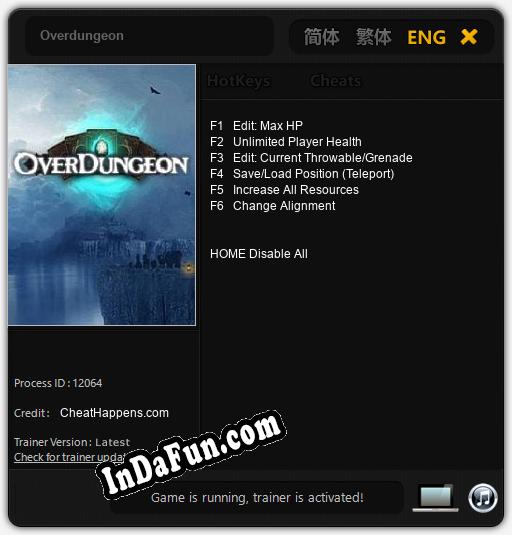 Trainer for Overdungeon [v1.0.1]