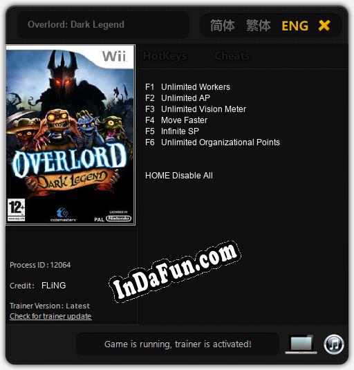 Trainer for Overlord: Dark Legend [v1.0.6]
