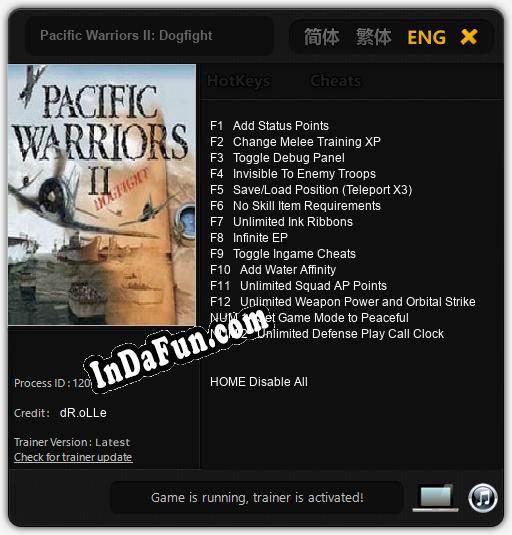 Pacific Warriors II: Dogfight: TRAINER AND CHEATS (V1.0.70)