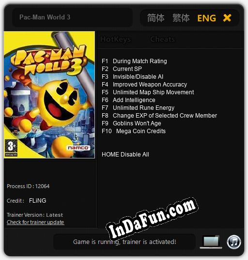 Pac-Man World 3: Cheats, Trainer +10 [FLiNG]