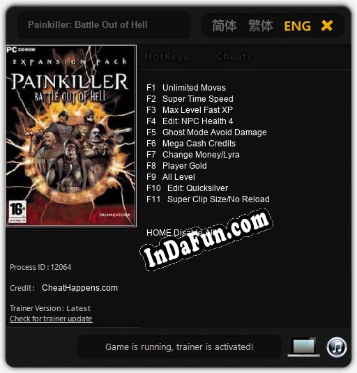 Painkiller: Battle Out of Hell: TRAINER AND CHEATS (V1.0.70)