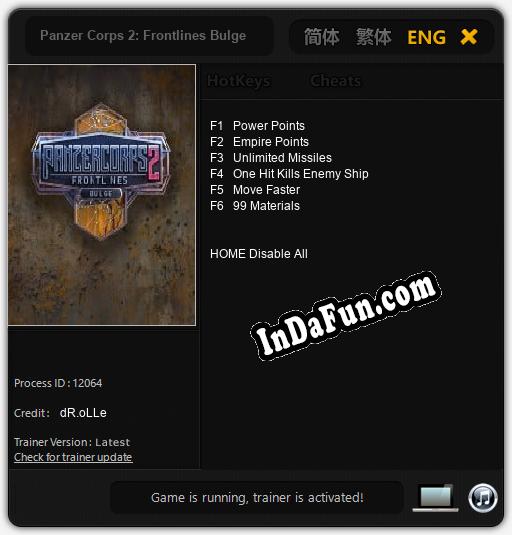 Panzer Corps 2: Frontlines Bulge: TRAINER AND CHEATS (V1.0.99)