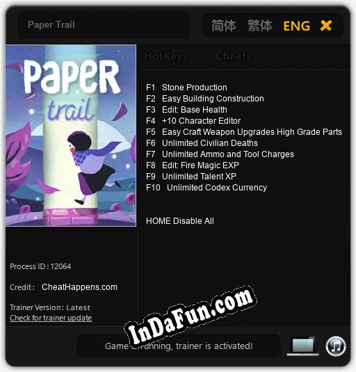 Paper Trail: Cheats, Trainer +10 [CheatHappens.com]