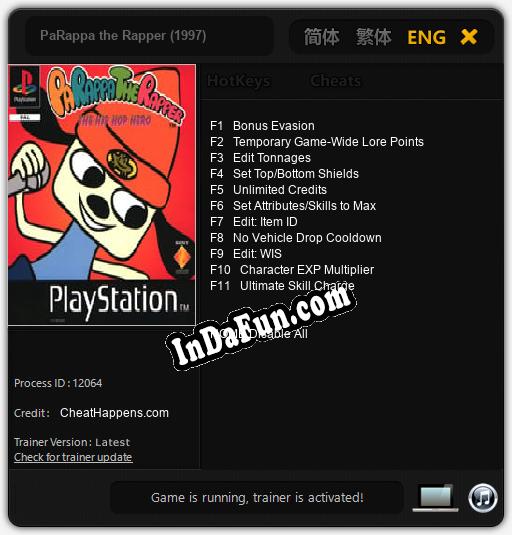 PaRappa the Rapper (1997): Trainer +11 [v1.2]