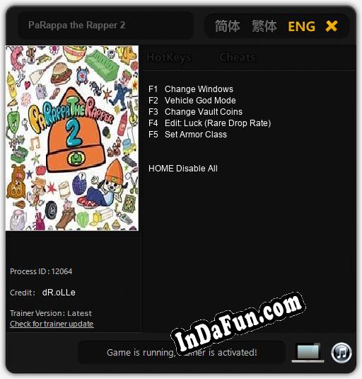 PaRappa the Rapper 2: TRAINER AND CHEATS (V1.0.85)