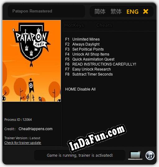 Patapon Remastered: Trainer +8 [v1.1]