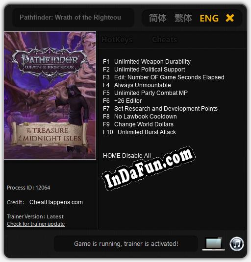 Pathfinder: Wrath of the Righteous The Treasure of the Midnight Isles: Cheats, Trainer +10 [CheatHappens.com]