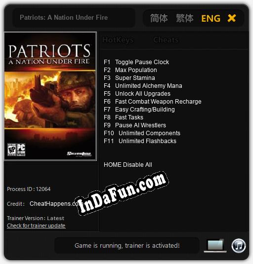 Patriots: A Nation Under Fire: Trainer +11 [v1.4]