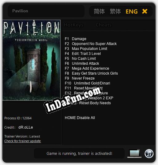 Pavilion: TRAINER AND CHEATS (V1.0.81)