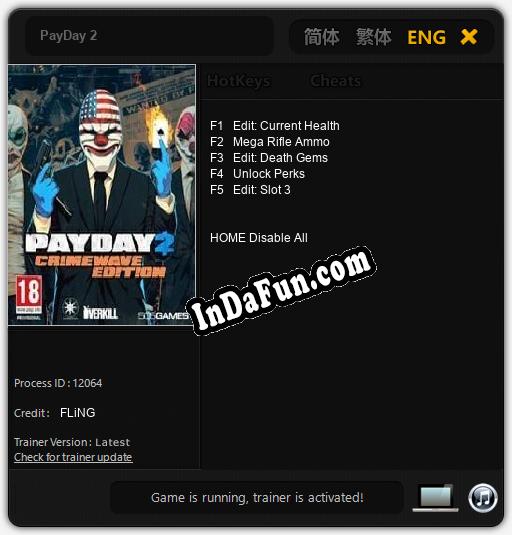 PayDay 2: TRAINER AND CHEATS (V1.0.43)