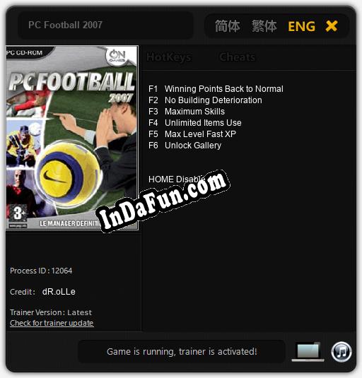 Trainer for PC Football 2007 [v1.0.1]