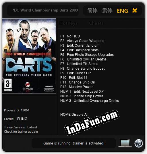 PDC World Championship Darts 2009: TRAINER AND CHEATS (V1.0.88)