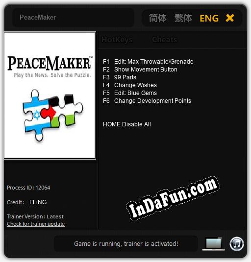 PeaceMaker: TRAINER AND CHEATS (V1.0.12)